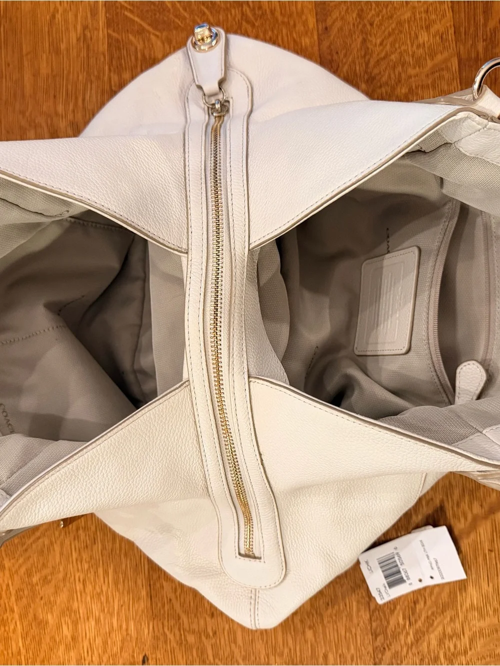 Coach Edie 31 Chalk White Pebbled Leather Shoulder Bag with Gold Hardware